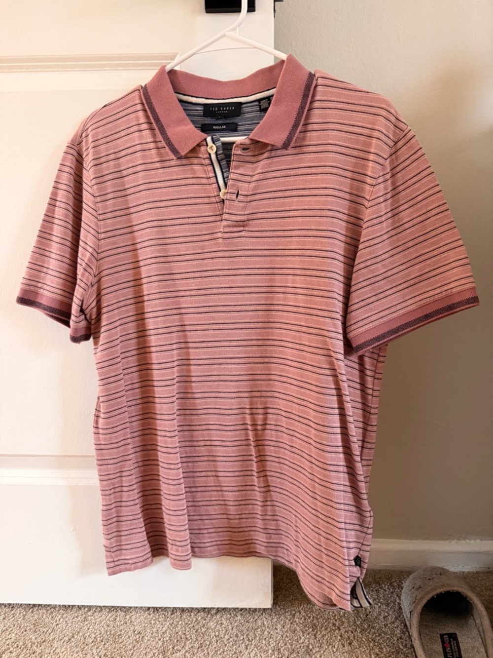 Ted Baker Pink Striped Short-Sleeve Polo